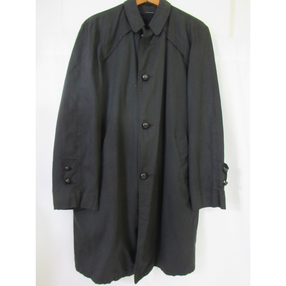 Vintage National Shirt Shop Black Coastal Cotton‎ Faux Fur Lined Car Coat Sz 38L